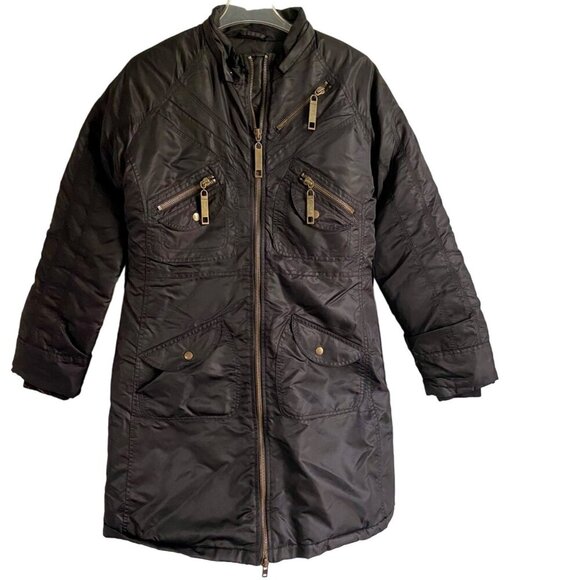 Yoki Black Nylon Jacket Polyester Filling Zipper Pocket Details Woman's Medium - Picture 2 of 12